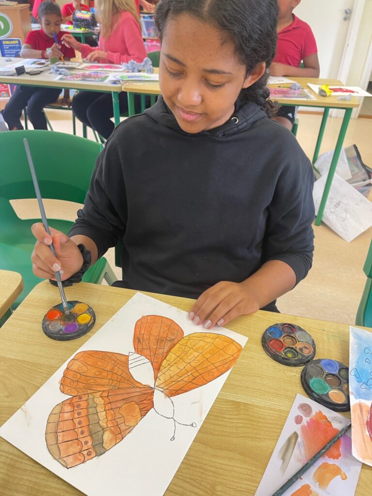 Yasmin working on her Marsh Fritillary
