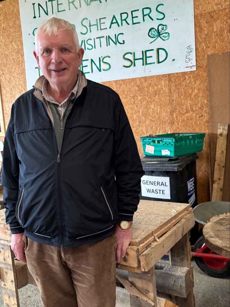 Photograph of Tom Kenny in the Men’s Shed (Photo Helen Shaw)