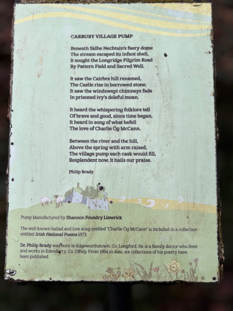 Photograph of Dr Philp Brady’s poem as displayed at the parish pump in Carbury ( photo Helen Shaw)