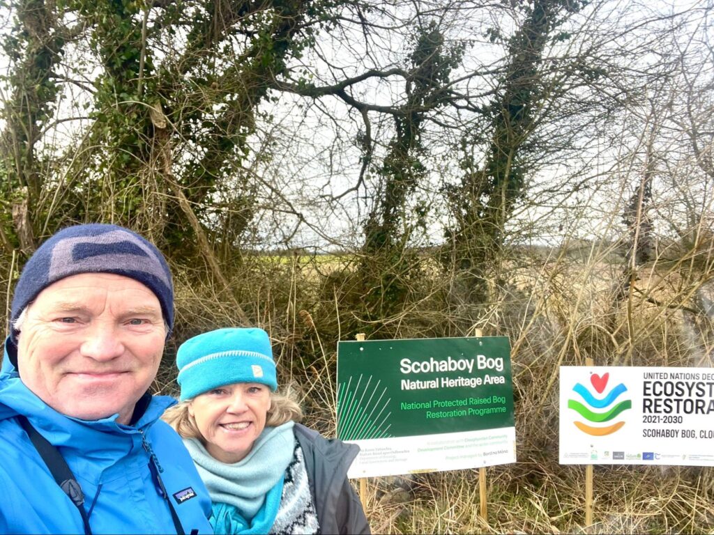 Photograph of Gearoid O’Foighil and Helen Shaw at Scohaboy Bog 