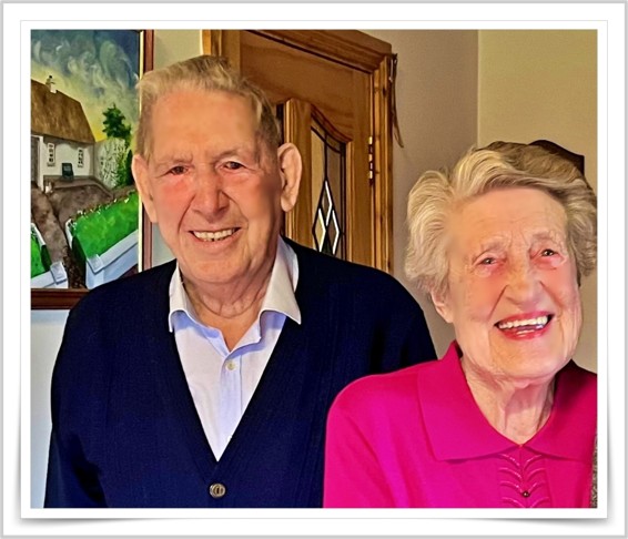 Photograph of Happier times, Mattie (95) and Gertie (90) at her 90th birthday celebration November 2024 (Eileen Fahey)