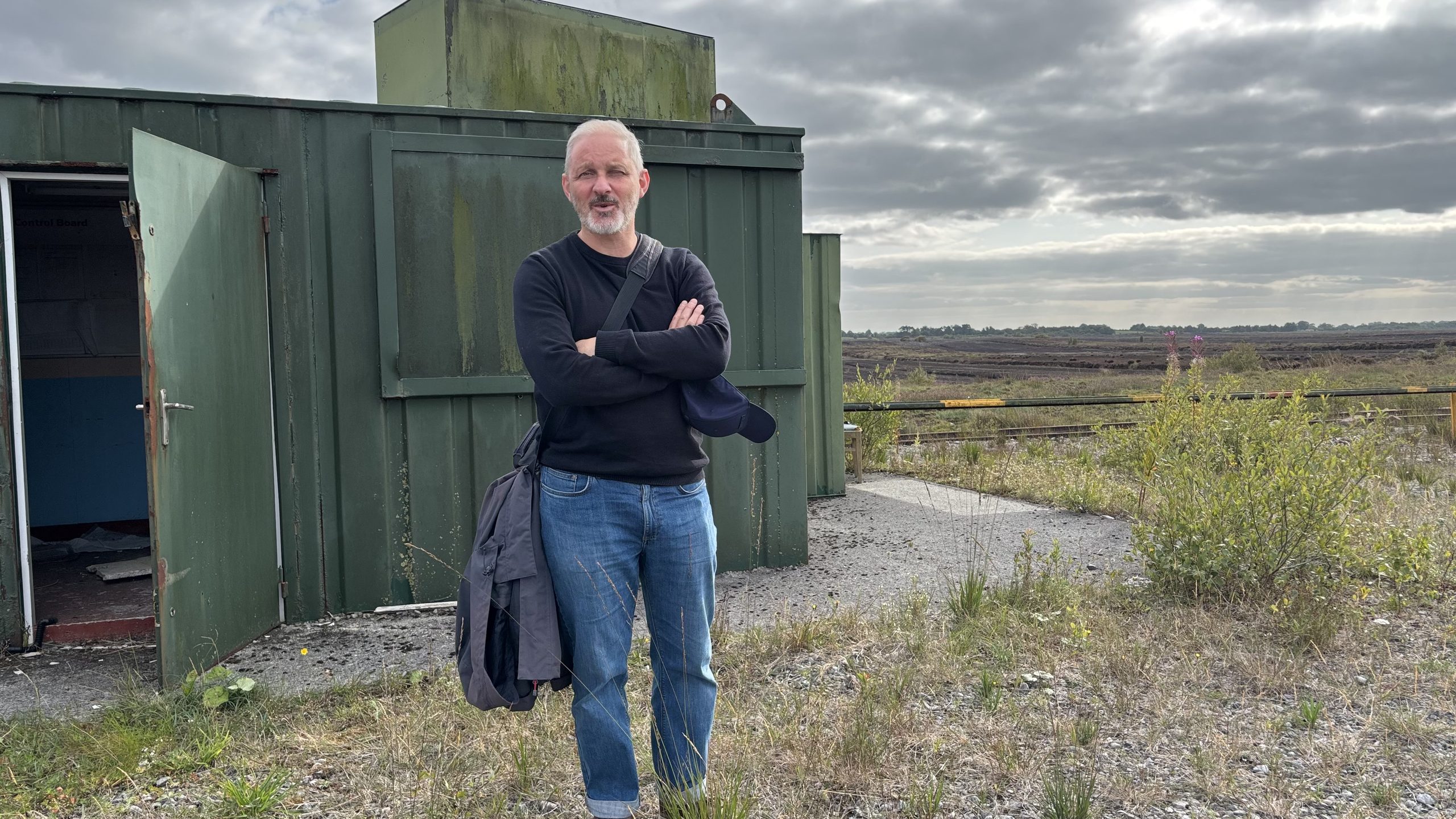 Photo: Michael at the old workers hut, Toar Bog (Helen Shaw)
